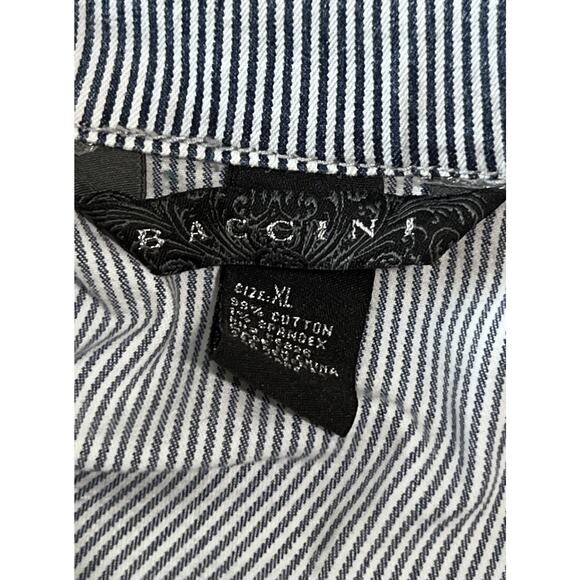 BACCINI Railroad Stripe Jean Jacket Womens XL Casual Denim Steampunk - Picture 6 of 6